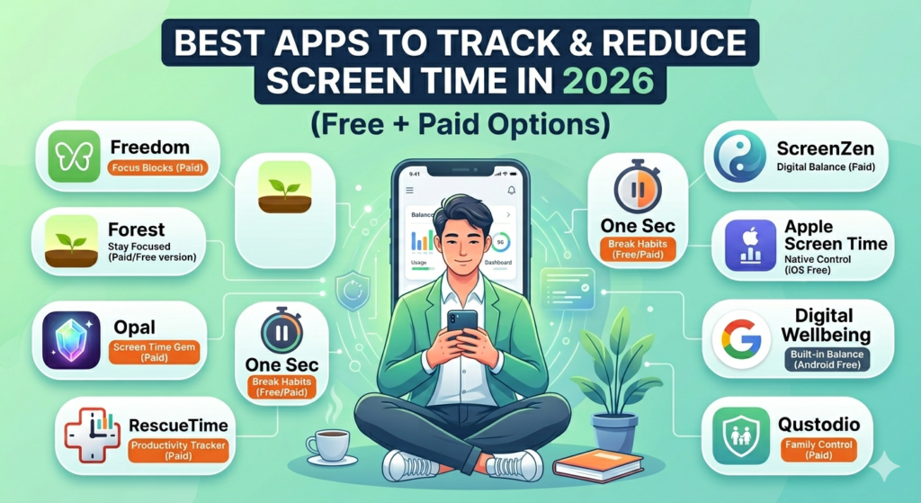 Best apps to reduce screen time 2026