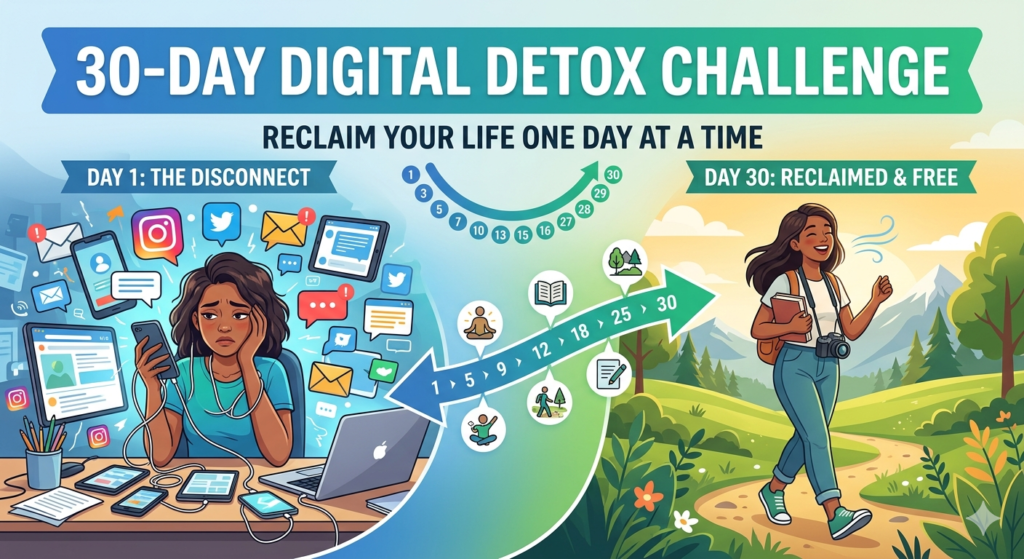 30-Day Digital Detox Challenge 2026 — Free Printable Tracker Included